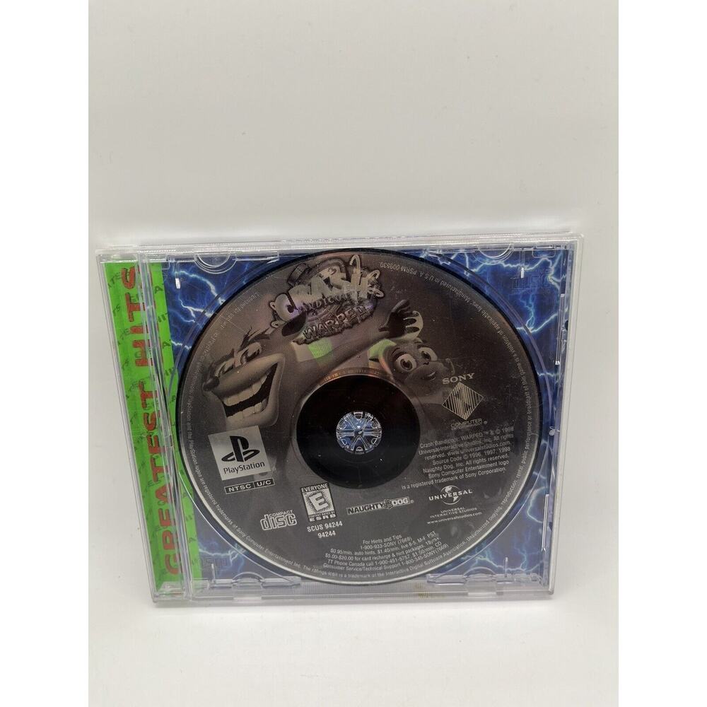 Crash Bandicoot Warped (Sony PlayStation 1, 1998) PS1 No Manual Tested
